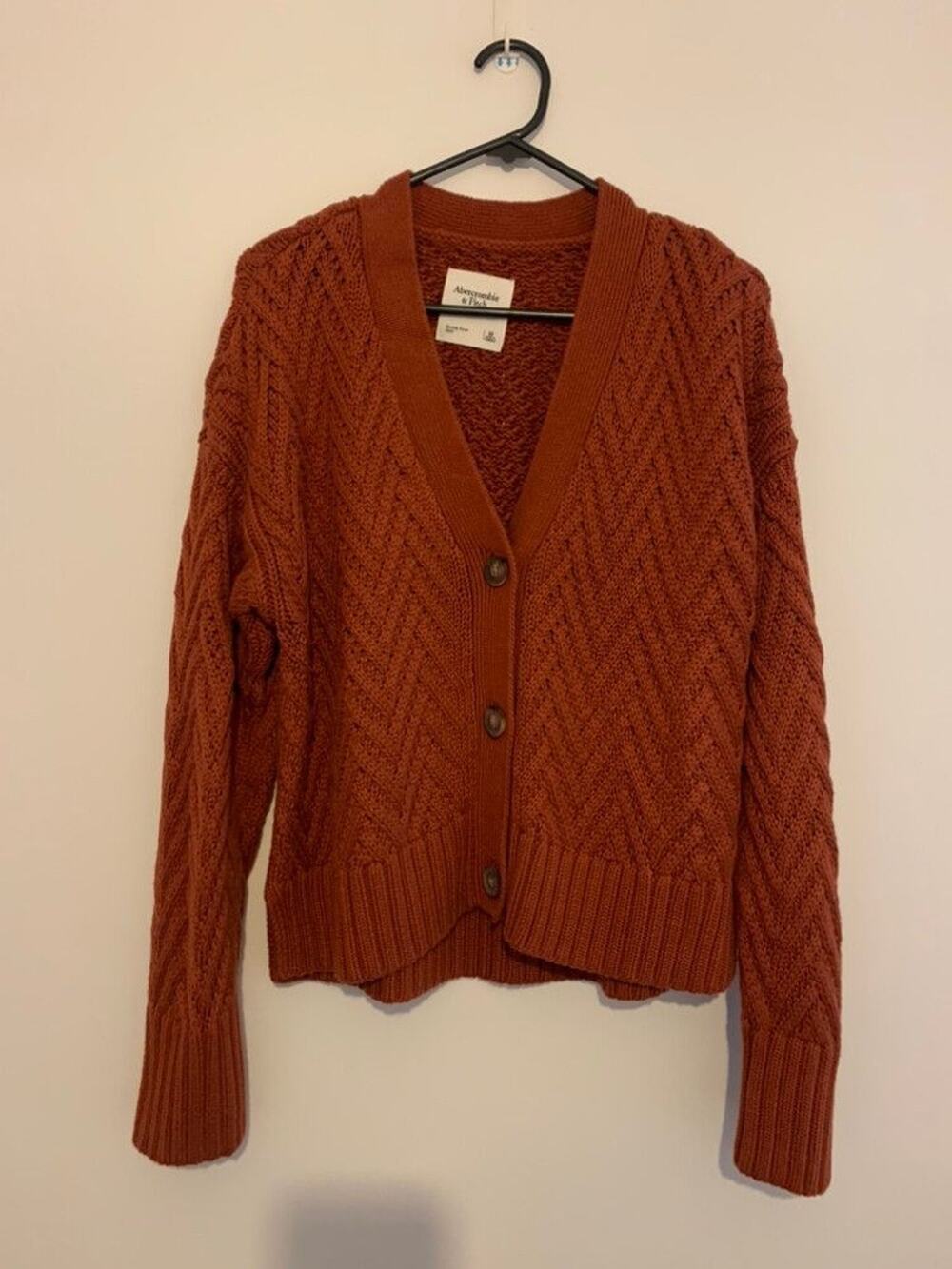 Abercrombie & Fitch Herringbone Stitch Cardigan Paprika - M